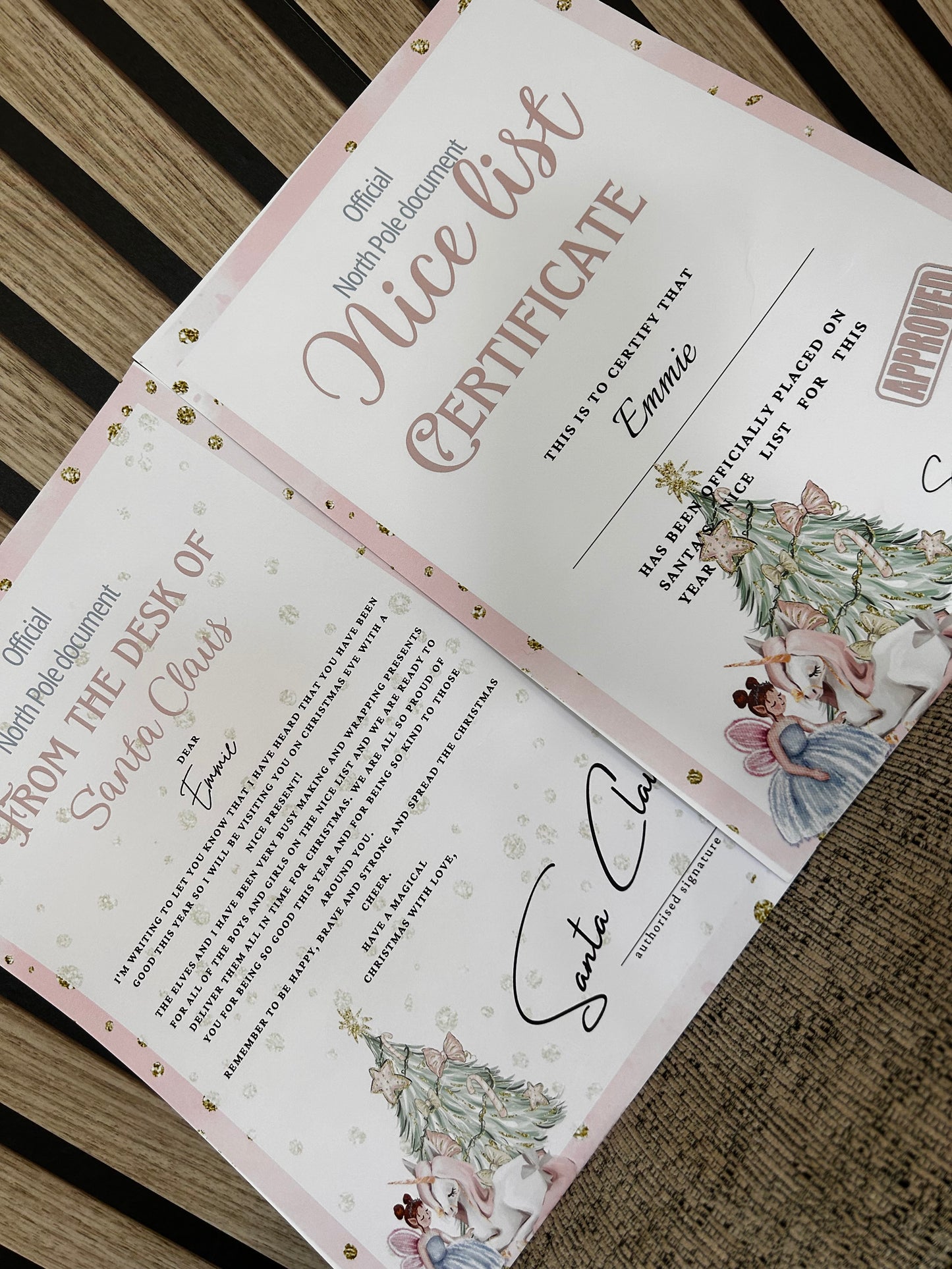 Fairy unicorn letter and certificate