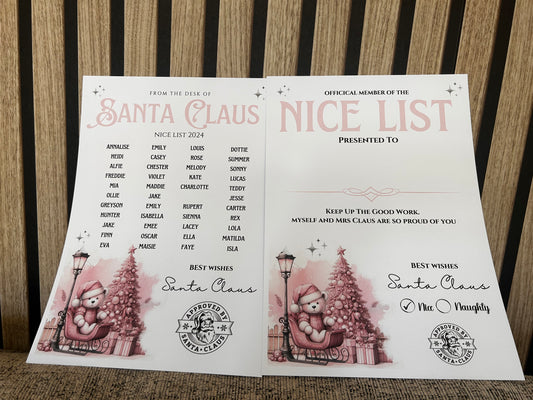 Personalised nice list and certificate