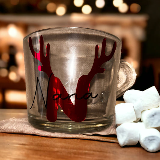 Christmas initial glass mug