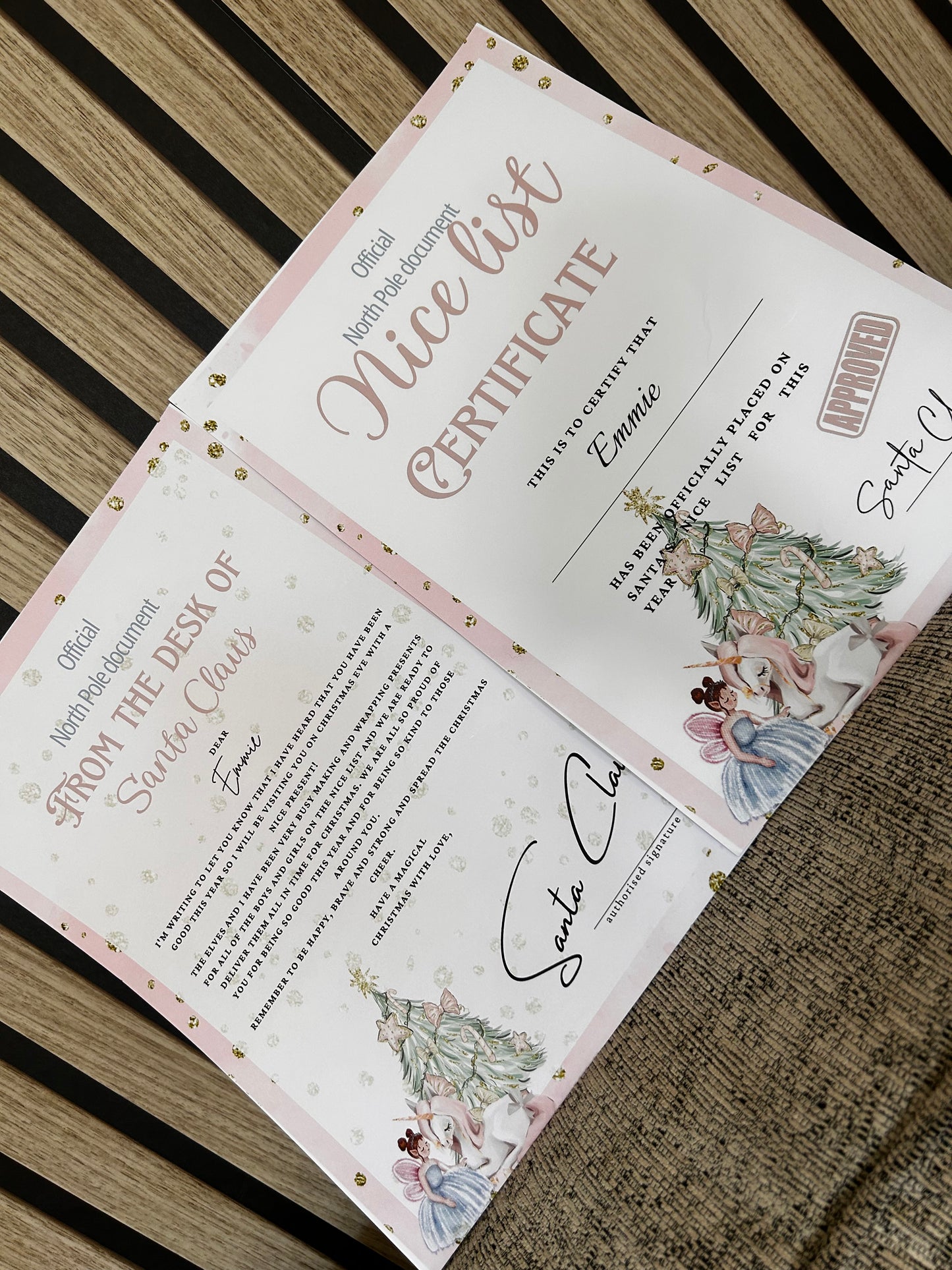 Fairy unicorn letter and certificate