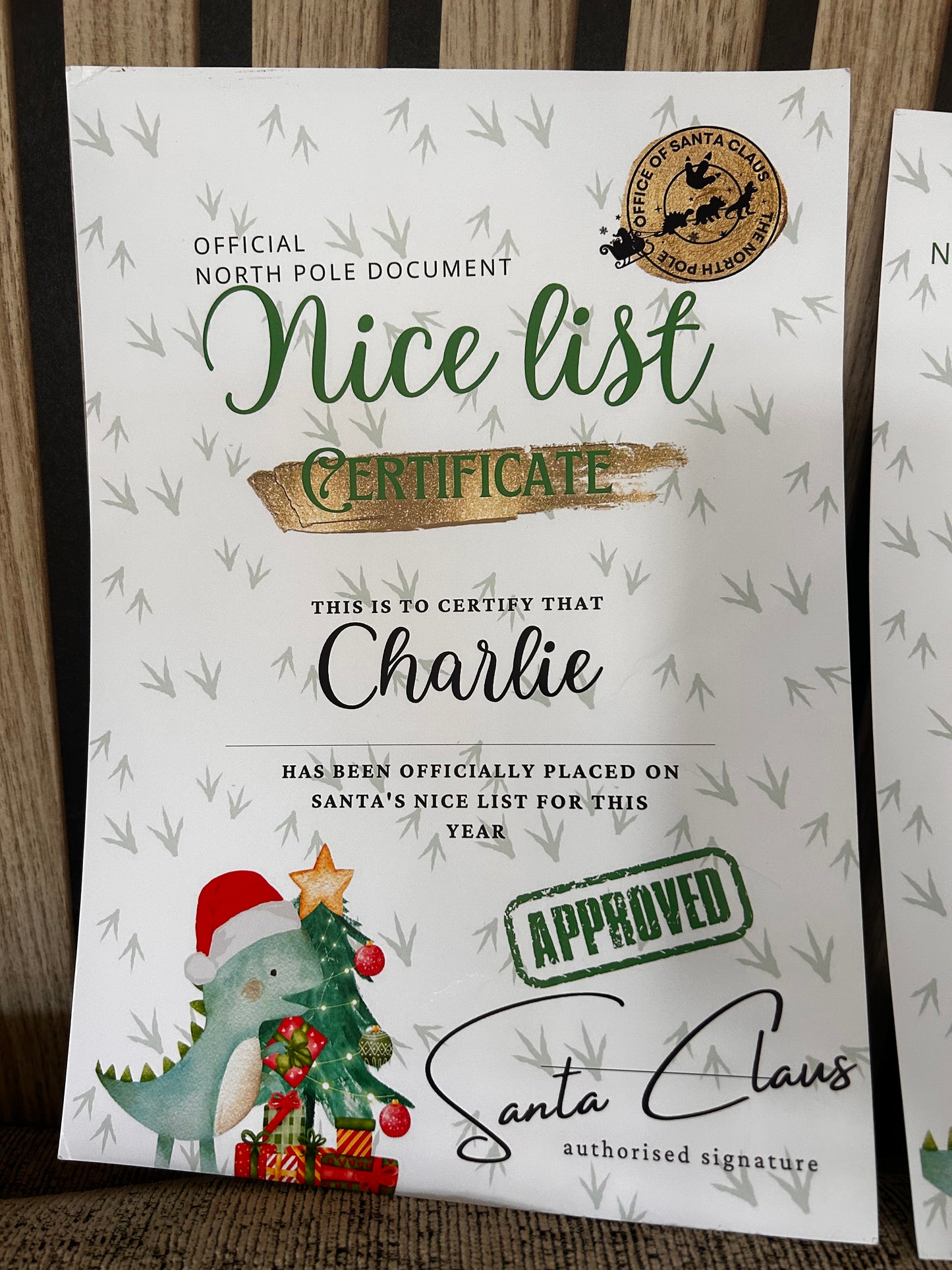 Dino letter & certificate